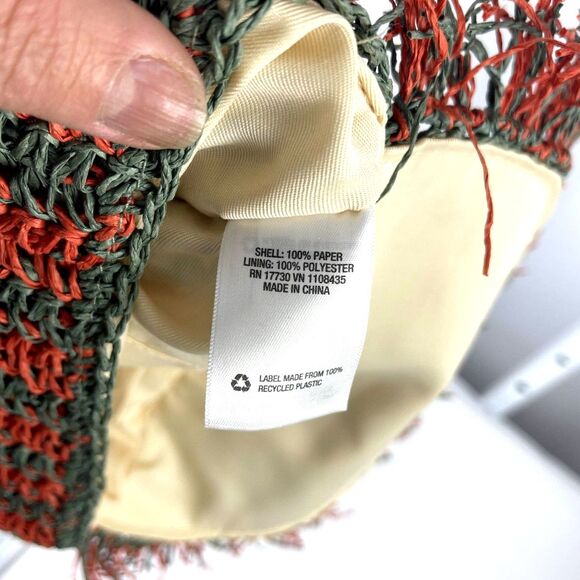 NWOT! BOHO Woven Raffia Clutch Purse by Universal Thread Orange/Green 10x7 - Picture 5 of 7